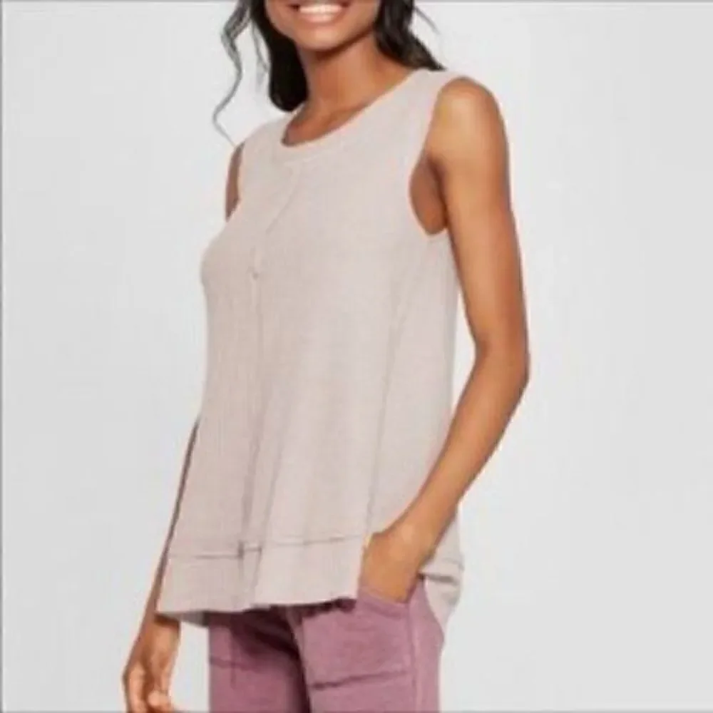 Xhilaration Thermal Knit Tank Pajama Top Tan Medium NWT